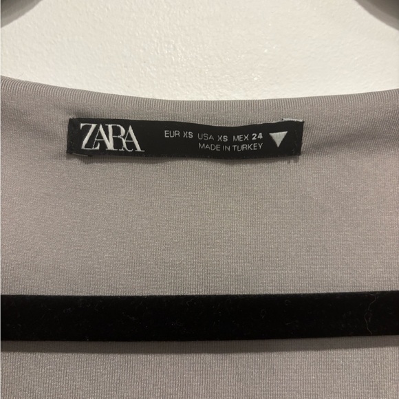 ZARA Metallic Grey Ruched Draped Bodysuit XS - Picture 3 of 11